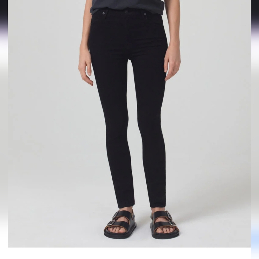 Citizens Of Humanity Chrissy High Rise Skinny Plush Black 28 Womens